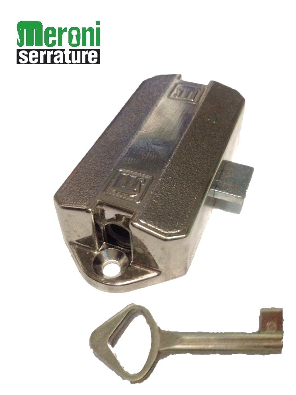 Serratura Meroni Aste Rotanti M98 da applicare con e senza accessori Nichelato