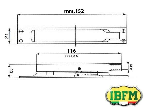 CATENACCIO CHIUSURA ANTA PALETTO A LEVA DA INCASSO PIASTRA mm.152x21IBFM