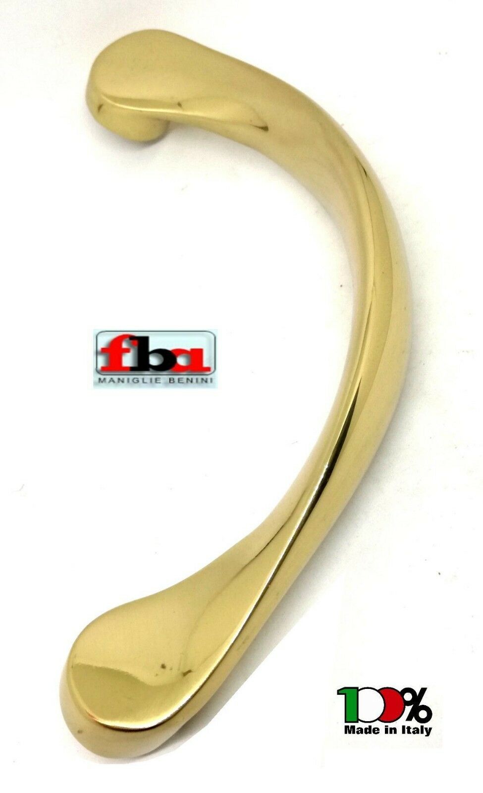 MANIGLIONE PORTA CURVO IN OTTONE FBA MARTINA mm.275 ORO LUCIDO Interasse mm.245