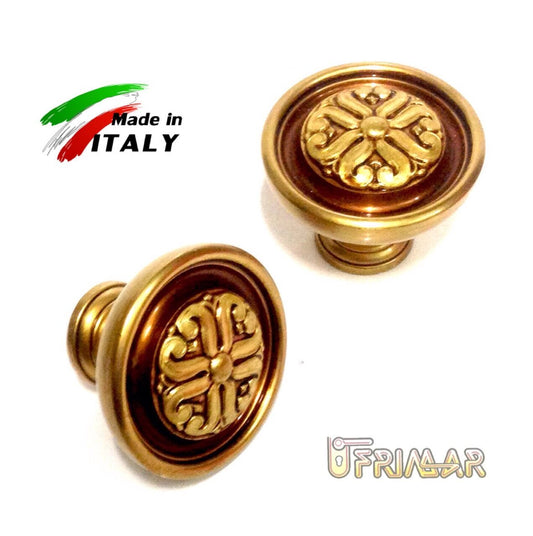 POMOLO PER PORTA E MOBILI IN OTTONE ANTICO D.mm.52 OMP ART.135 Made in Italy