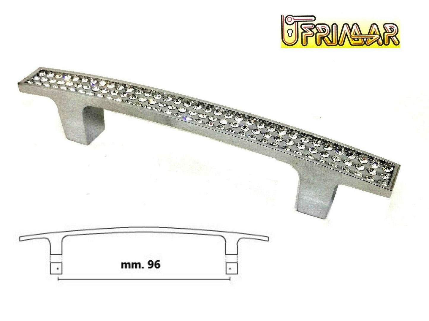 MANIGLIA MANIGLIETTA MOBILE CUCINA BAGNO INT.mm.96 CRISTALLO STRASS + CROMO