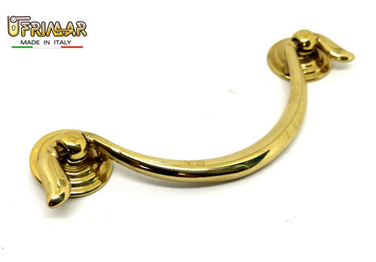 MANIGLIA PER MOBILI ANTICHI CLASSICI Interasse mm.64 OTTONE LUCIDO ditta BESANA