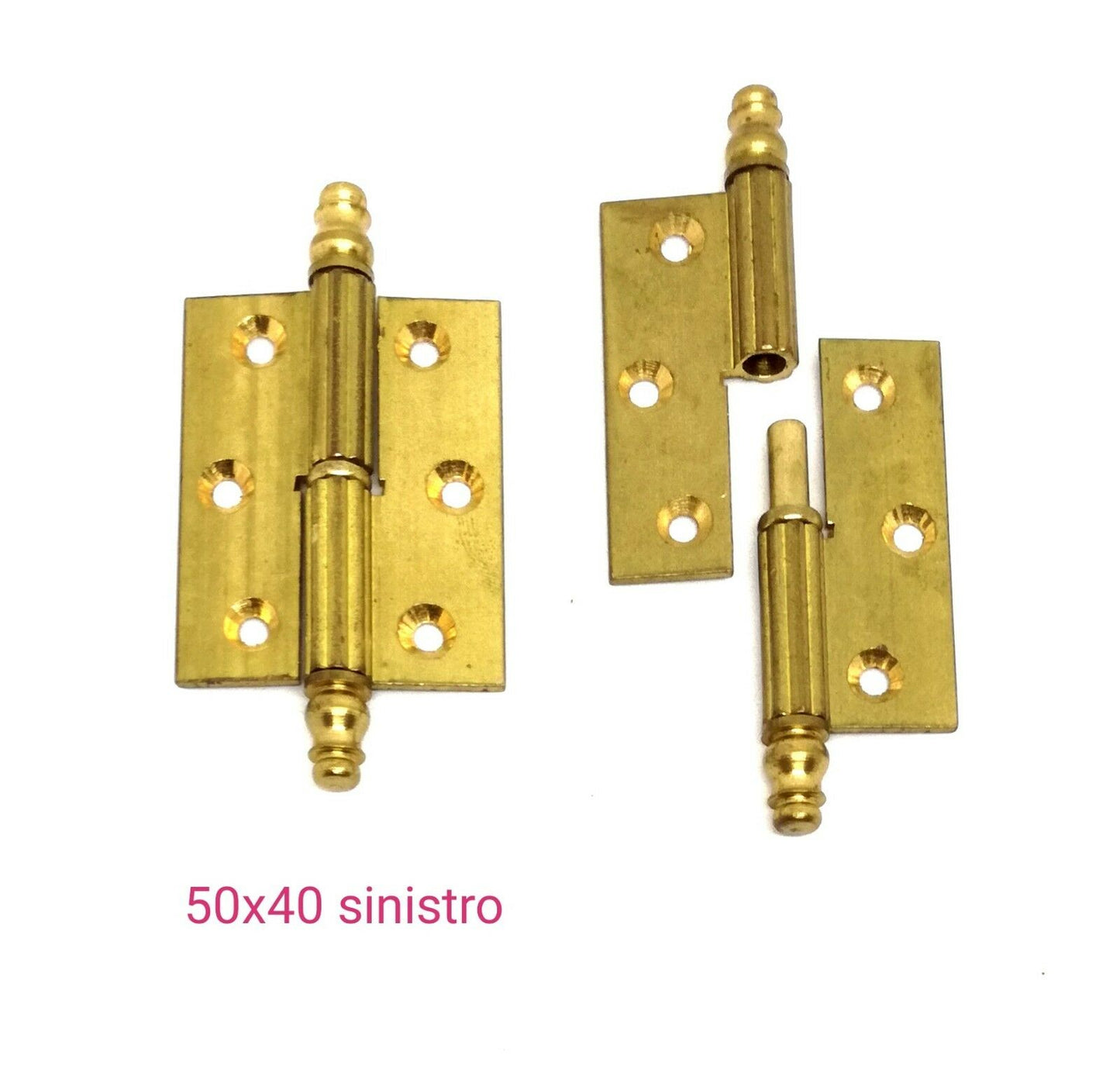 CERNIERE PER MOBILI ANTICHI BAROCCO TIPO PIANO mm.50x40 OTTONE Dx/Sx SFILABILE