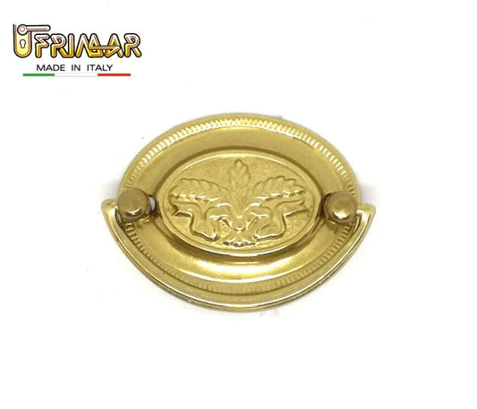 MANIGLIA CLASSICA PER MOBILI ANTICHI Interasse mm.48 OTTONE LUCIDO ditta BESANA