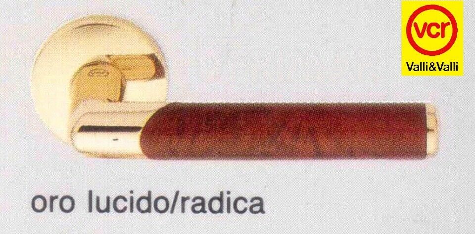 Maniglia porta Valli e Valli Dahlia H183 R8 Ottone lucido + legno Radica VCR