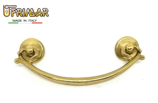MANIGLIA PER MOBILI ANTICHI Inter. mm.96 OTTONE LUCIDO MANIGLIETTA ditta BESANA