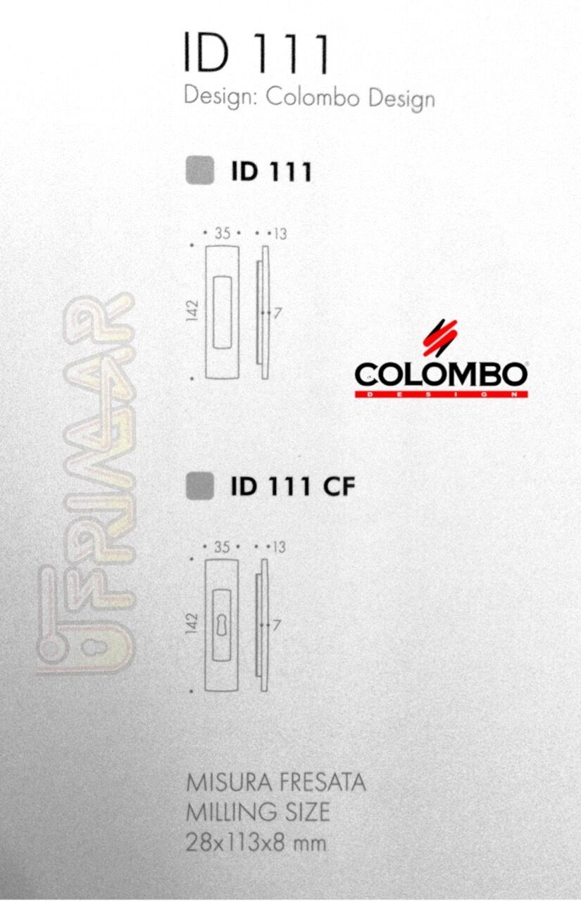 MANIGLIA INCASSO PER PORTE SCORREVOLI COLOMBO ID111 CROMO SAT. SENZA FORO CHIAVE