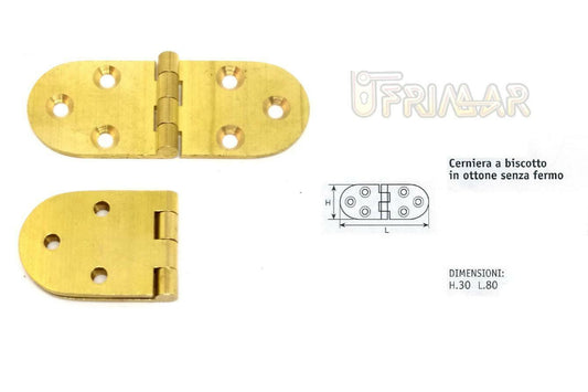 CERNIERE PER TAVOLI mm.30x80 IN OTTONE CERNIERA RIBALTA CERNIERA BISCOTTO