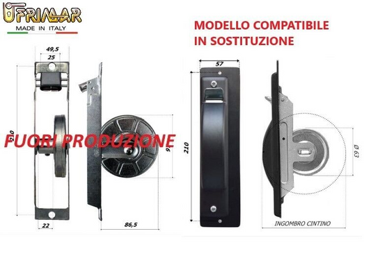 AVVOLGITORE PER TAPPARELLE DECENTRATO Metri 6 Int.mm.210 SEMINCASSO COMPATIBILE TIPO SECCO