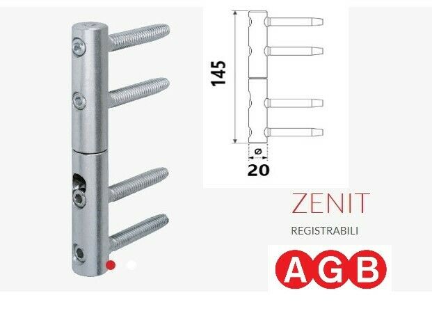 CERNIERA ANUBA PER PORTE IN LEGNO D.20 REGOLABILE AGB ZENIT E021502015 ZINCATO