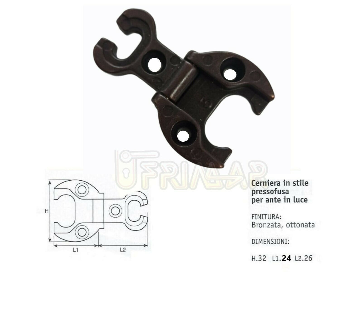 CERNIERE PER MOBILI ANTICHI PER ANTE BRONZO FORO mm.32 L.mm.24 ANSELMI 232