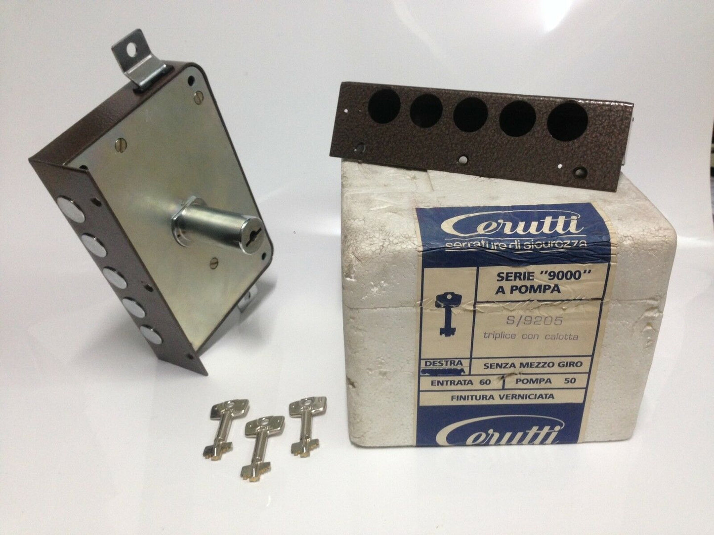 SERRATURA CERUTTI S9205 TRIPLICE CHIUSURA - TIPO APPLICARE - CILINDRO A POMPA