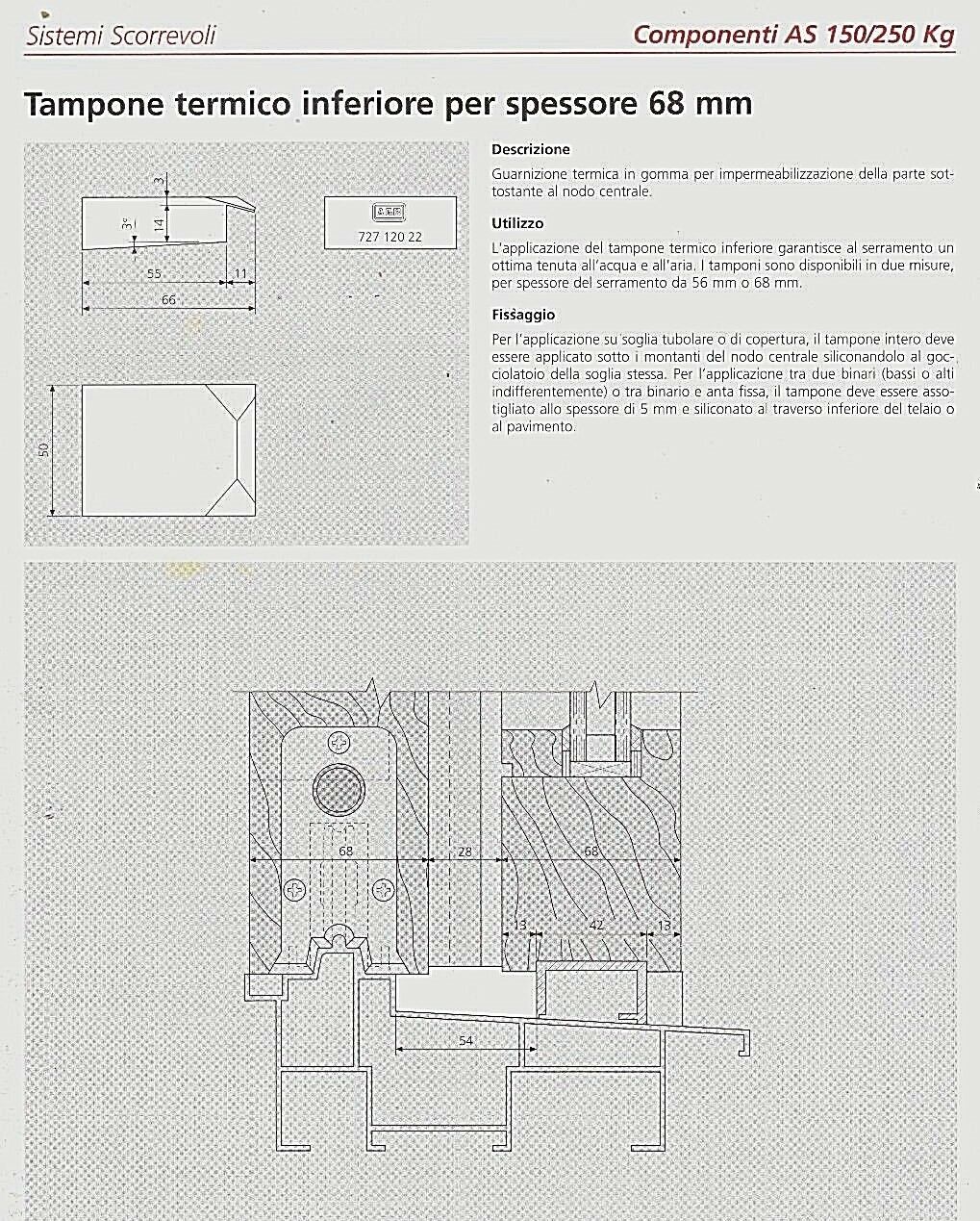 Tampone termico alzante scorrevole AGB G007280021 inferiore per spessore 68 mm