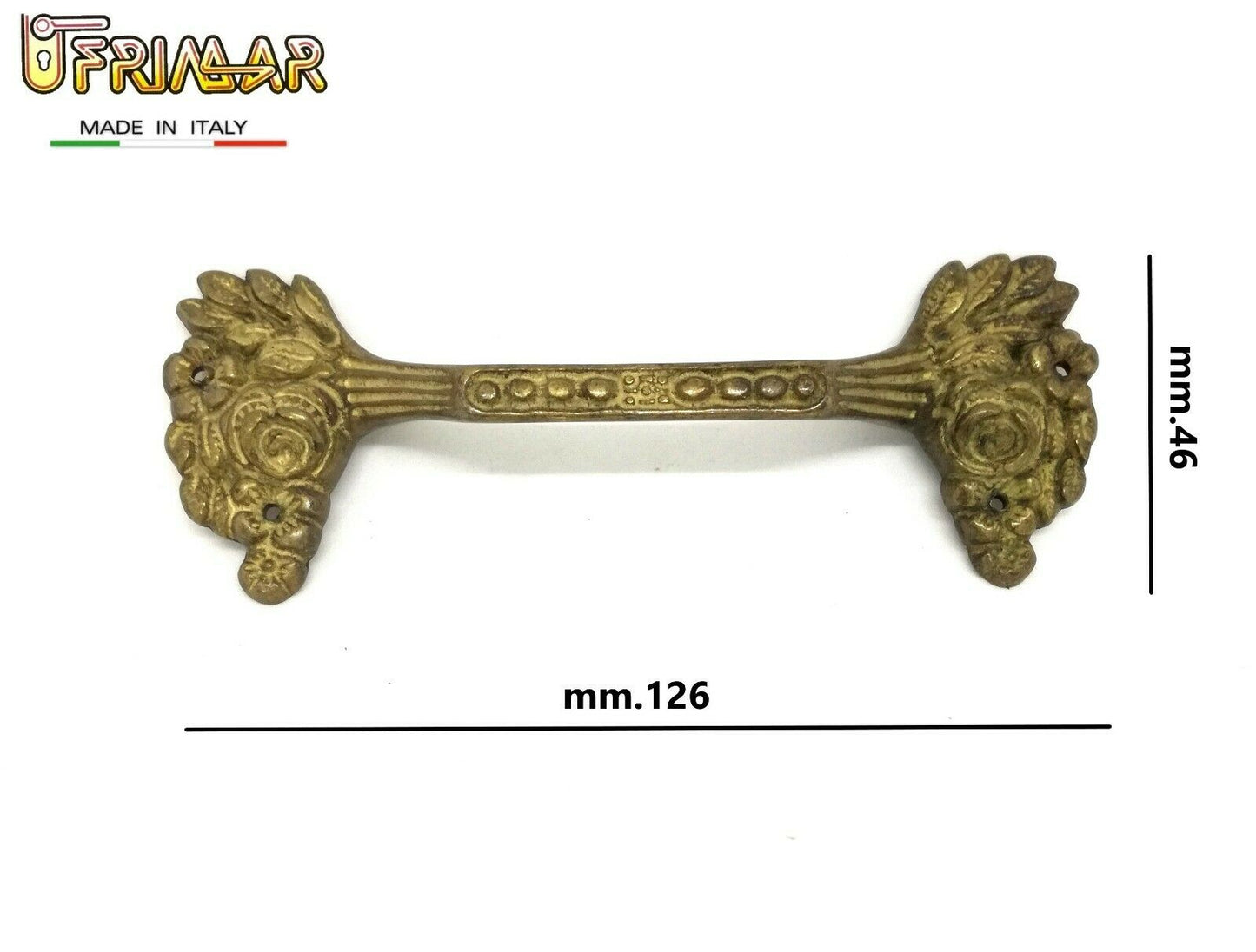 MANIGLIA PER MOBILI ANTICHI mm.126 OTTONE PATINATO MANIGLIE PER COMO BESANA