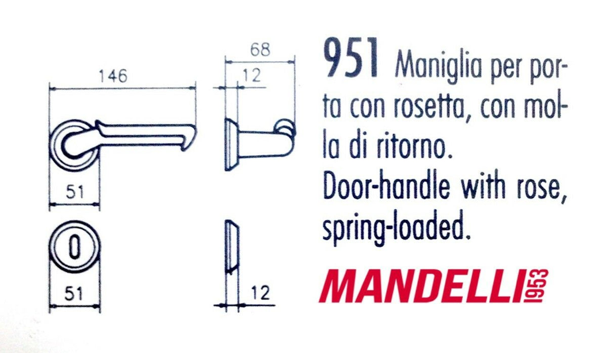 MANIGLIA PER PORTA MANDELLI serie SELLA 951 finitura tutta ORO LUCIDO/SATINATO