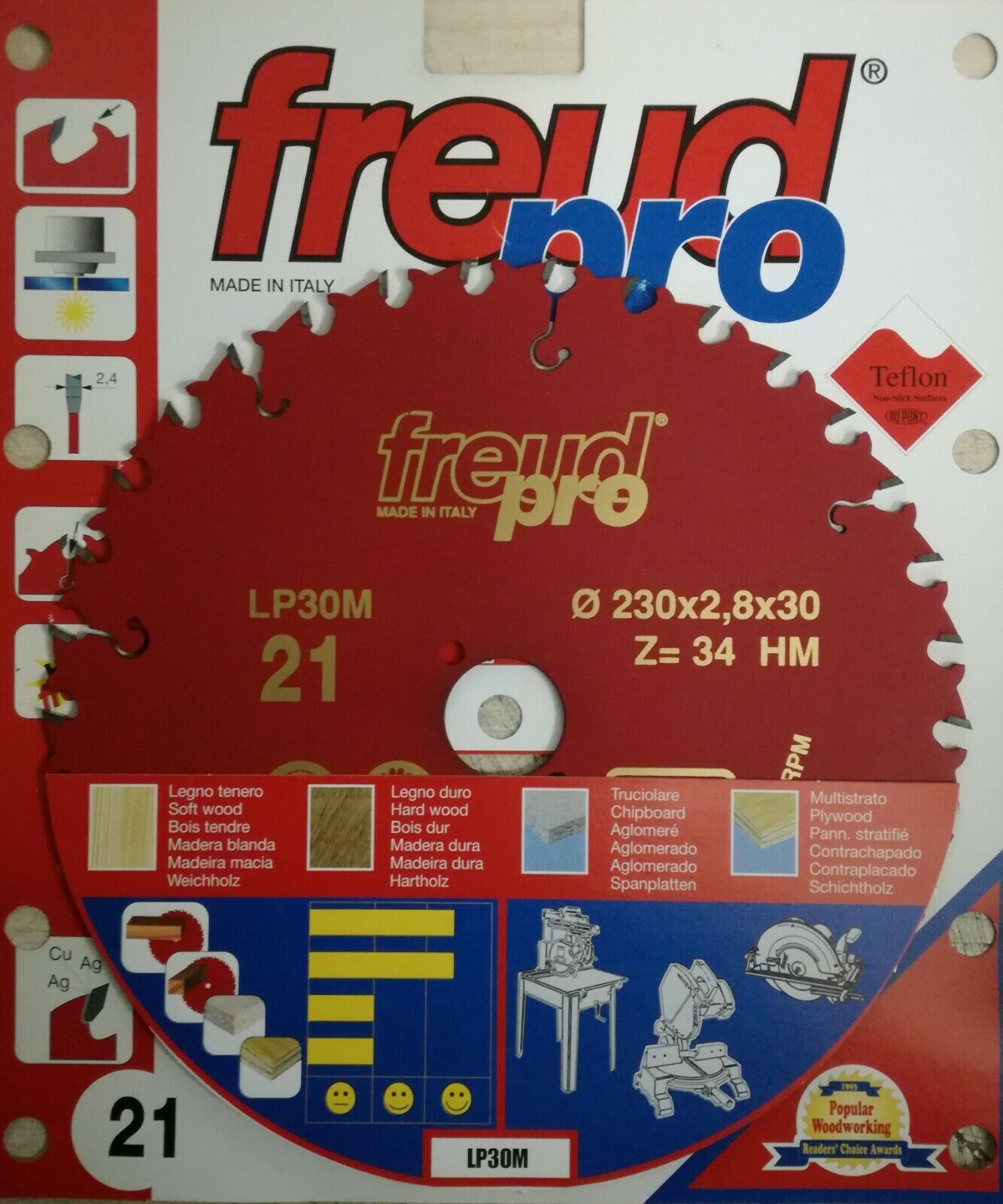 DISCO PER LEGNO FREUD d.230 FORO 30 denti 34 LAMA PER TRONCATRICE SEGA CIRCOLARE