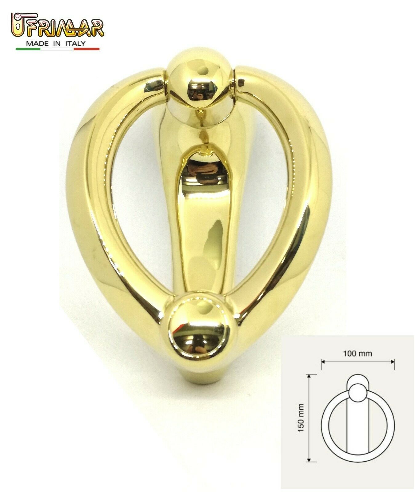 BATTENTE PORTA PORTONE ELIKA 990 OTTONE PVD LINEA CALI' mm.150x100 MANETTONE