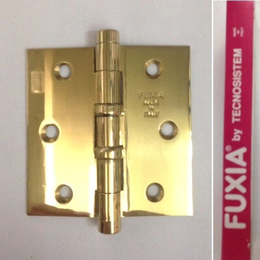 CERNIERA CON CUSCINETTI IN OTTONE LUCIDO 3x3" mm.76x75 FUXIA PER PORTA IN LEGNO