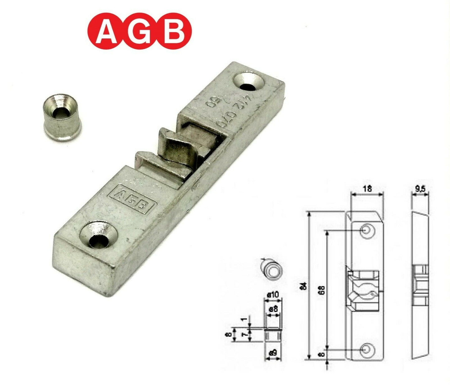 Scrocco porta chiusura temporanea AGB cod.A400170618 Aria 12 per infissi legno