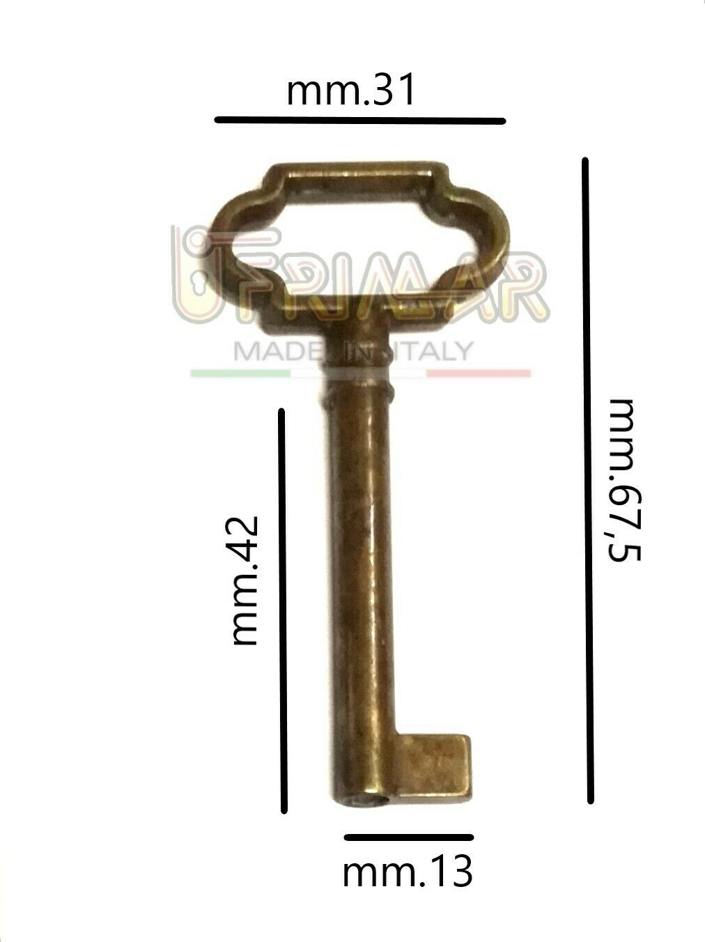 CHIAVE PER MOBILI ANTICHI MAPPA PICCOLA IN STILE BRONZATA gambo mm.42 UNIVERSALE