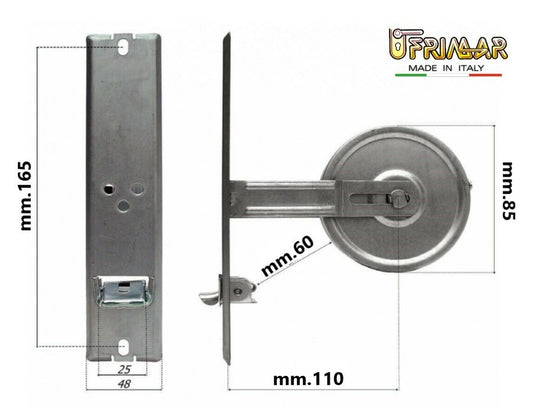 AVVOLGITORE PER TAPPARELLE RUOTA A MOLLA AVVOLGIBILI INT. mm.165 MT.6 CON PLACCA