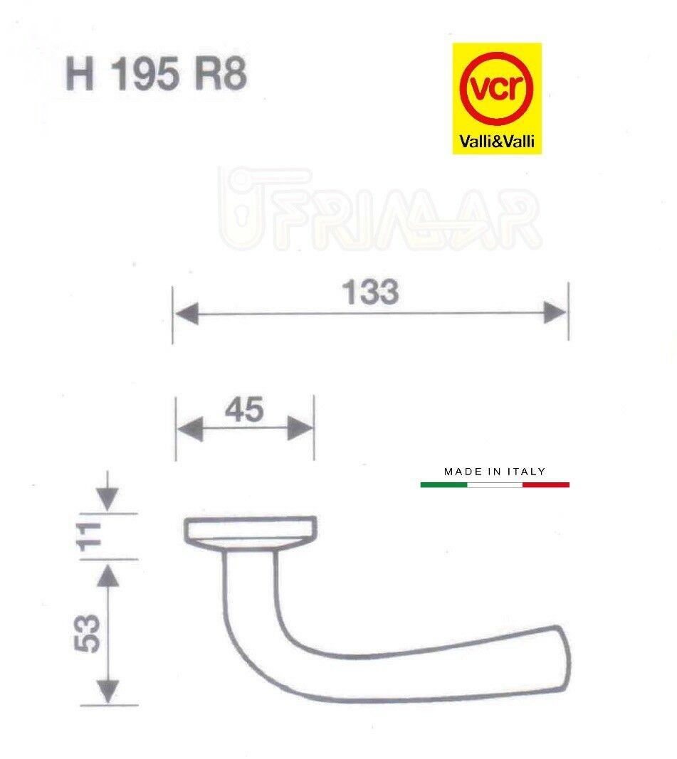Maniglia porta Valli e Valli Orchidea H195 R8 Ottone Lucido Valli & Colmbo VCR