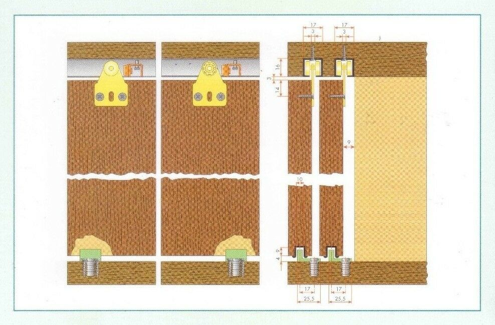 Scorrevole per ante sovrapposte Terno art. 754 portata pattino Kg.20 per antina