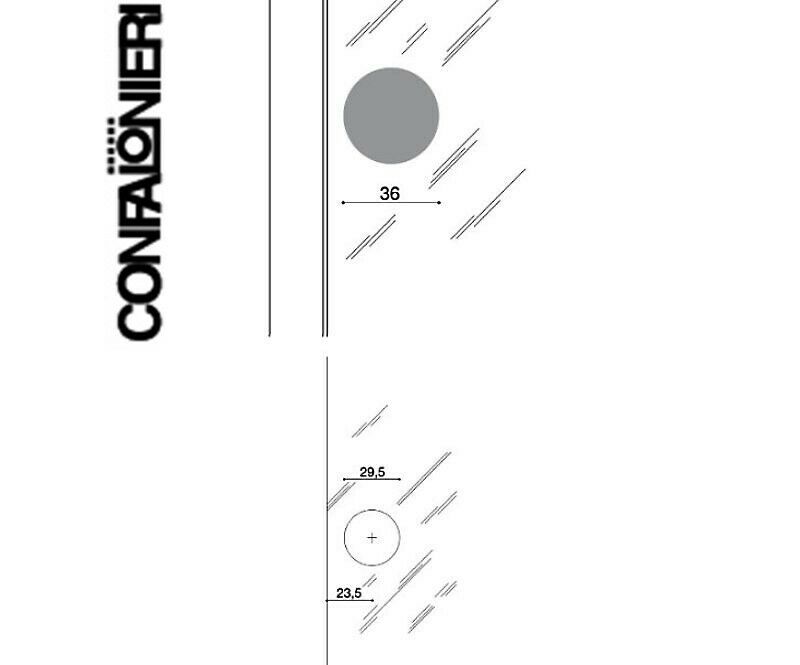 CERNIERA PER VETRO CONFALONIERI UCG 1031 FORO D.mm.29,5 CF01031 CROMO LUCIDO