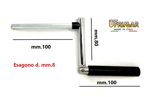 MANIGLIA ARGANELLO RIDOTTA L. mm.100 PER TAPPARELLE E AVVOLGIBILI ESAGONO mm.8