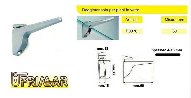 REGGIMENSOLA A MORSETTO per Spess.mm.4-16 IN ALLUMINIO CROMO SATINATO D007812