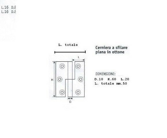 CERNIERE MOBILI ANTICHI IN OTTONE TIPO PIANO mm.60x50 Dx/Sx SFILABILE mm.10