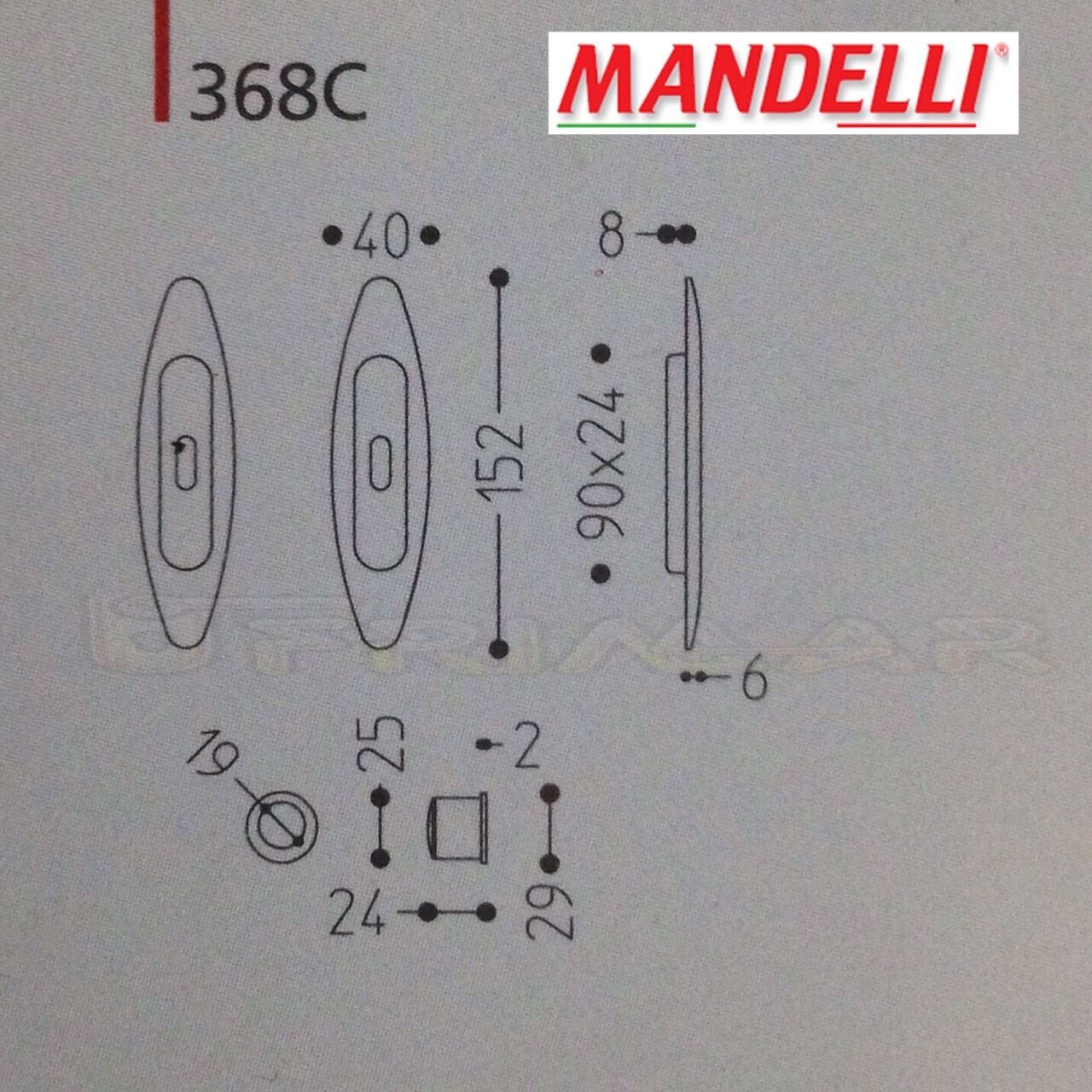 KIT MANIGLIE INCASSO PORTA SCORREVOLE MANDELLI CLIP 368C CROMO SAT. CON FORO C.