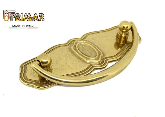 MANIGLIA CLASSICA PER MOBILI ANTICHI Interasse mm.64 OTTONE LUCIDO ditta BESANA