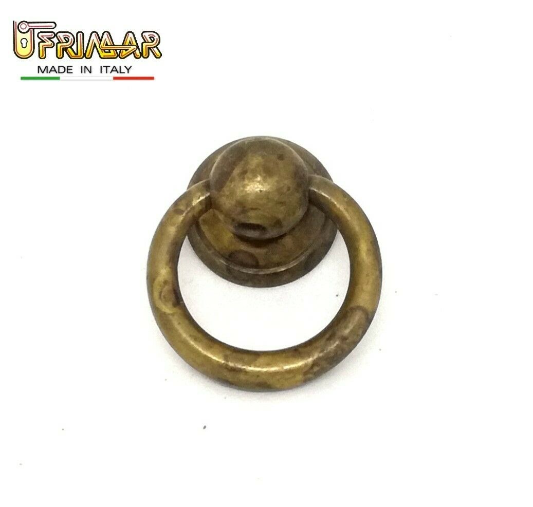 MANIGLIA CLASSICA PER MOBILI ANTICHI AD ANELLO D.33 OTTONE ANTICO UTENSIL LEGNO