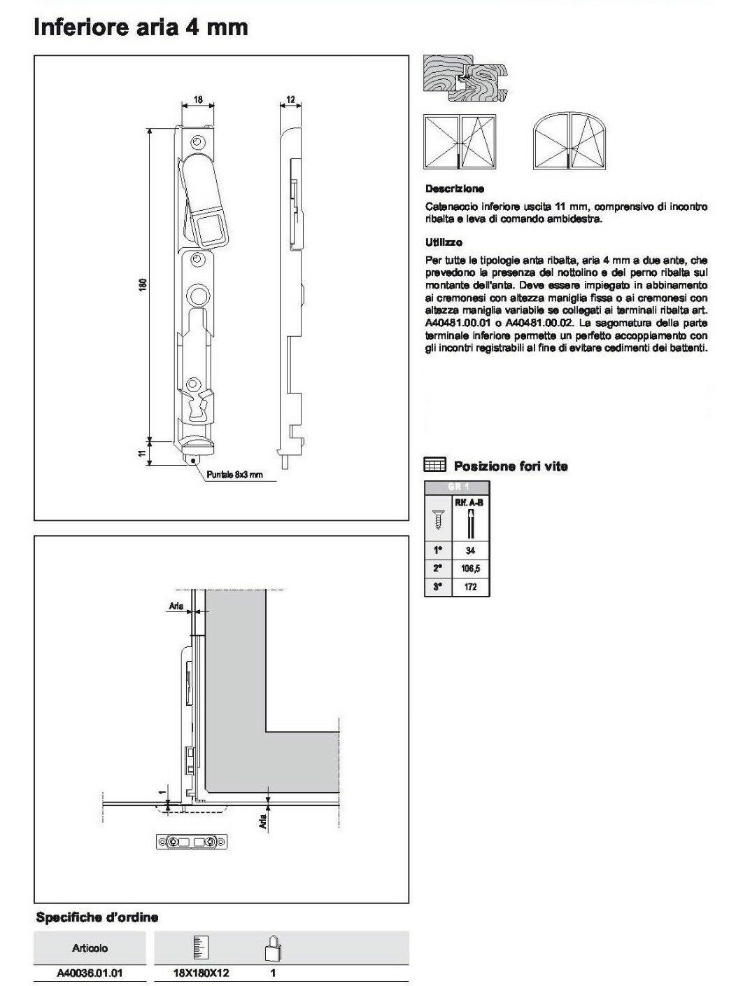 CATENACCIO INFERIORE AGB cod. A400360101 Aria mm.4 ex 41218001 - 412 180 01