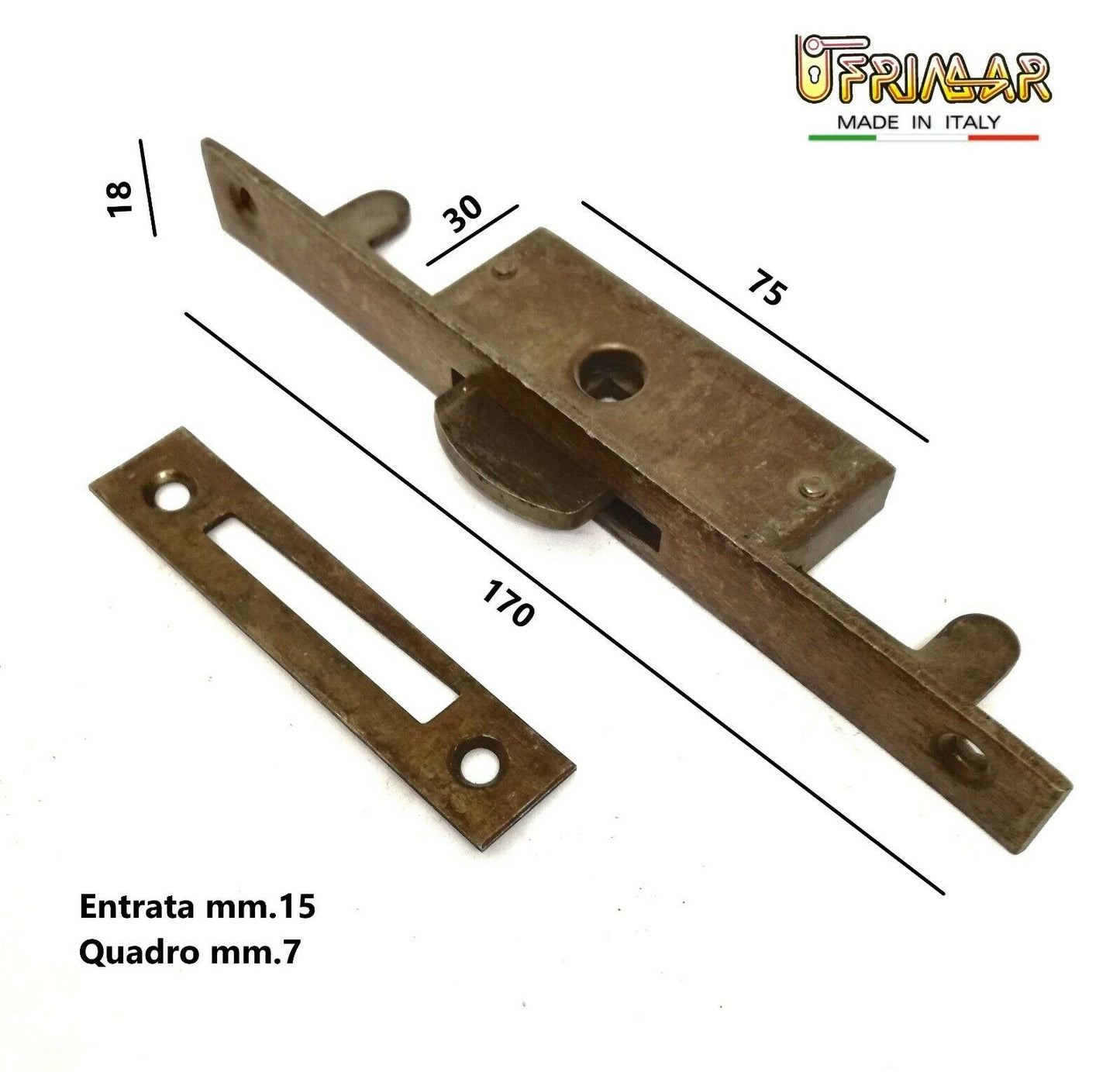 CREMONESE CHIUSURA PER FINESTRE PIASTRA mm.170x18 QUADRO mm.7 MARTELLINA INCASSO