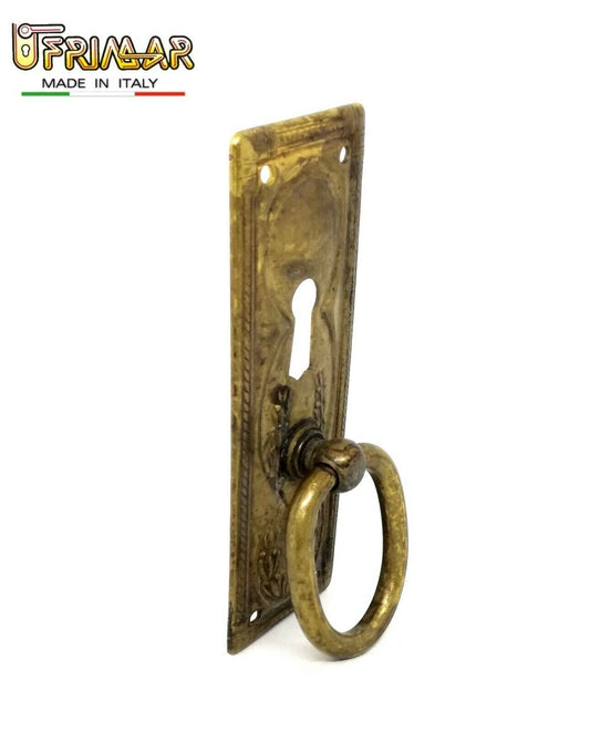 MANIGLIA CLASSICA PER MOBILE ANTICO AD ANELLO CON FORO CHIAVE OTTONE ANTICO