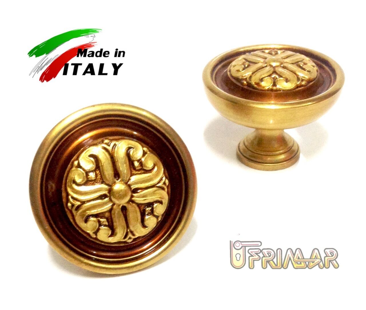 POMOLO PER PORTA E MOBILI IN OTTONE ANTICO D.mm.43 OMP ART.135 Made in Italy