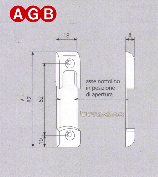 Incontro per nottolino AGB cod.A200170110 Aria mm.4 ricambio per anta ribalta