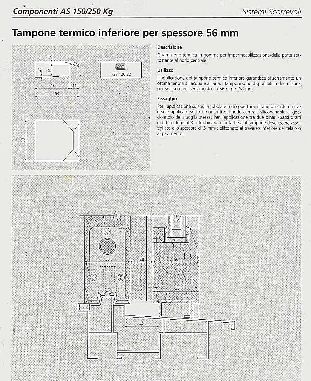 Tampone termico alzante scorrevole AGB G007280022 inferiore per spessore 56 mm