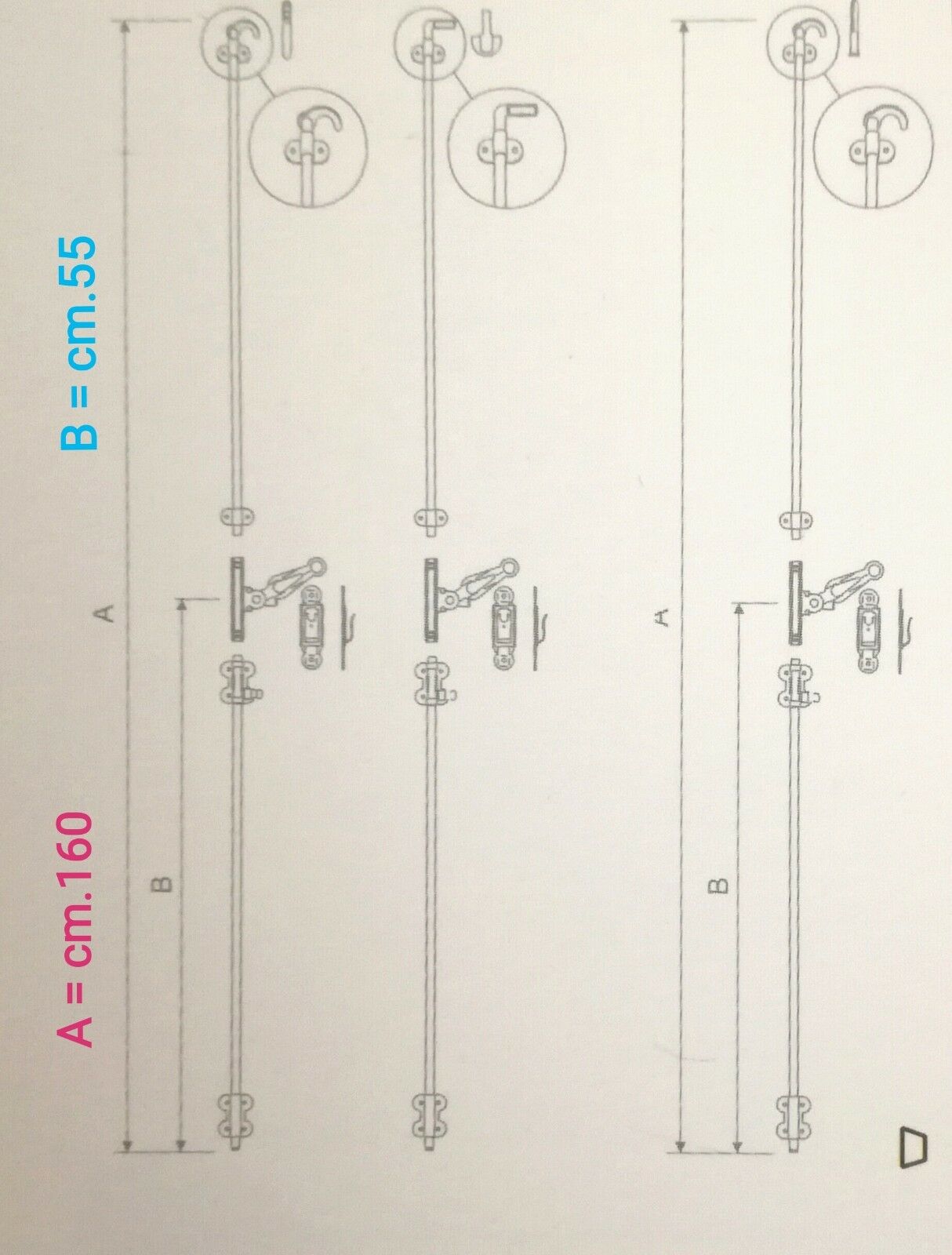 SPAGNOLETTA CHIUSURA PER PERSIANA PORTA FINESTRA cm.160 OMAD ART.1552 DX / SX