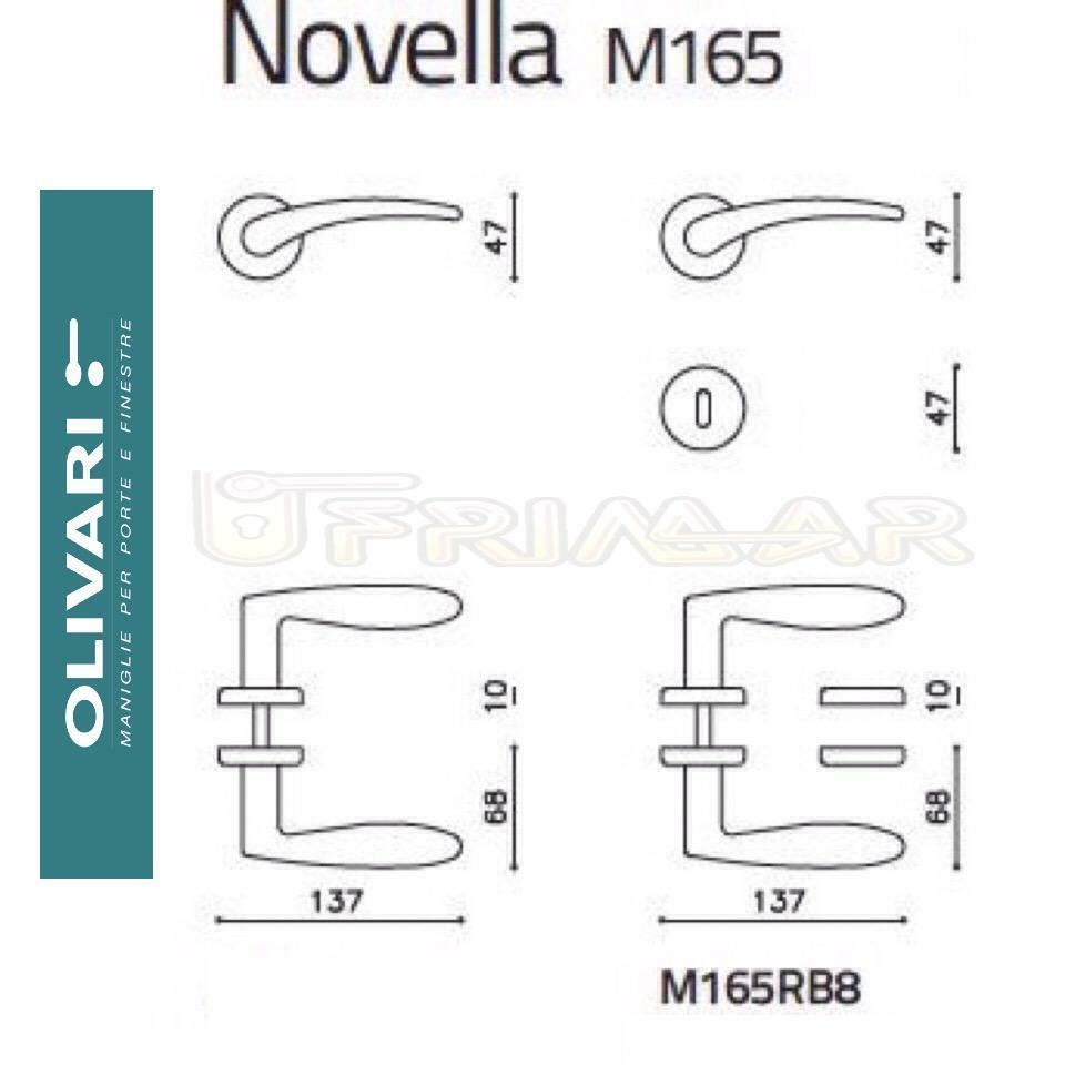 MANIGLIA OLIVARI NOVELLA M165RB8 OTTONE LUCIDO Design NOVELLETTO / VOLONTERIO
