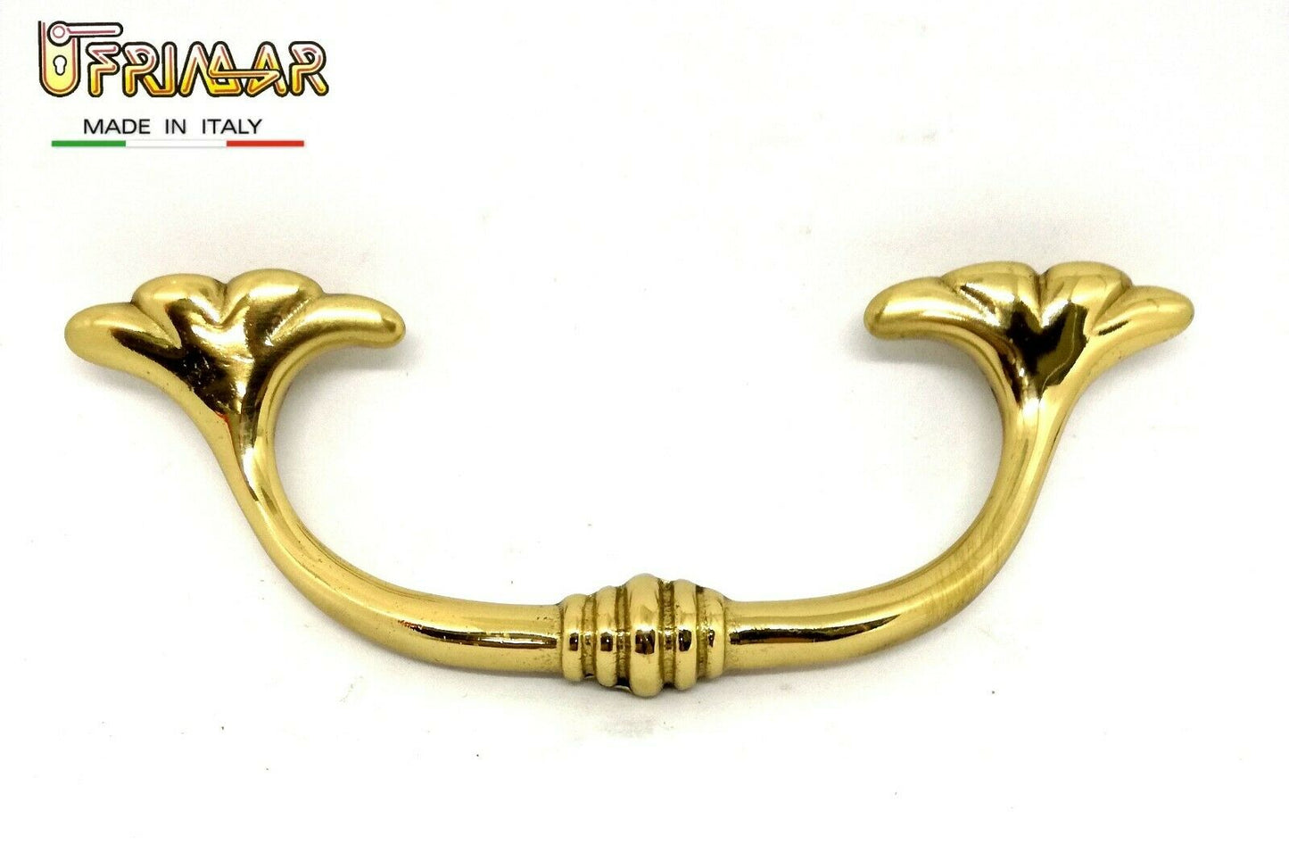 MANIGLIA CLASSICA PER MOBILI ANTICHI Interasse mm.96 OTTONE LUCIDO ditta BESANA