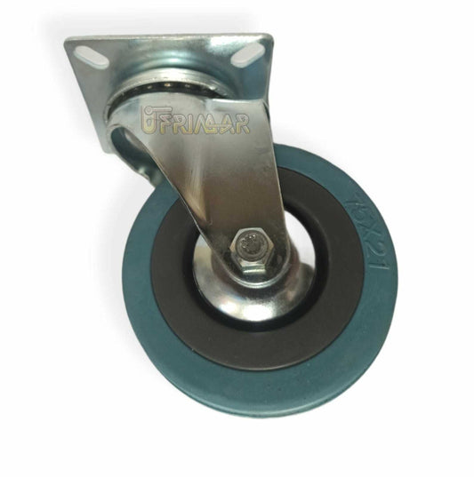 Ruote per mobili D.75 Altezza mm.100 ruota in gomma con piastra girevole ufficio