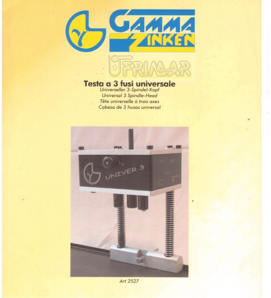 ATTREZZO TESTA A 3 FUSI UNIVERSALE 2527 PER FARE FORI CERNIERE E DK SU LEGNO