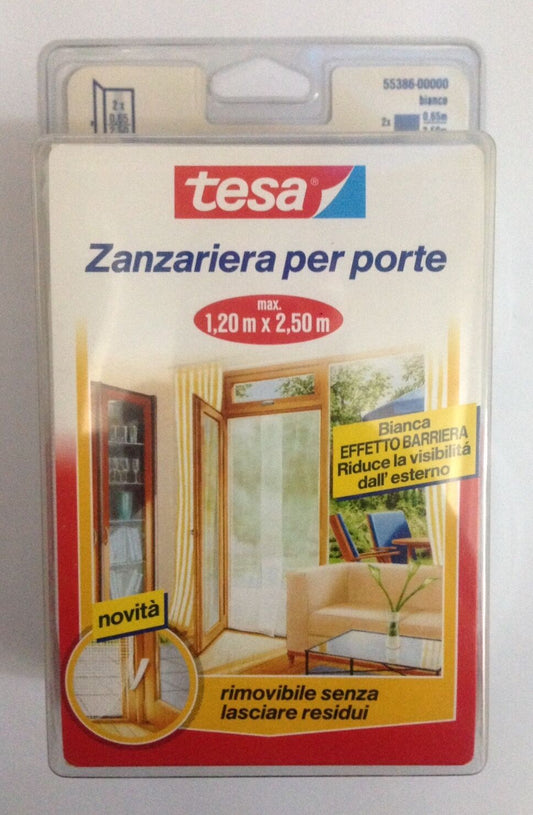 ZANZARIERA PER PORTE A 2 PANNELLI RETE BIANCA misura H.2,50xL.1,20 MT.
