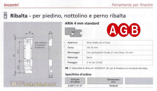 Incontro per nottolino ribalta AGB A200170101 Aria mm.4 falsa manovra 41007001