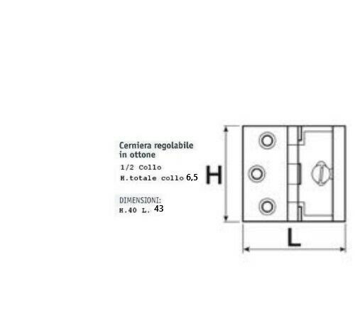 CERNIERE PER MOBILI ANTICHI OTTONATA mm.40x43 CON BATTUTA E BASE REGOLABILE CSS
