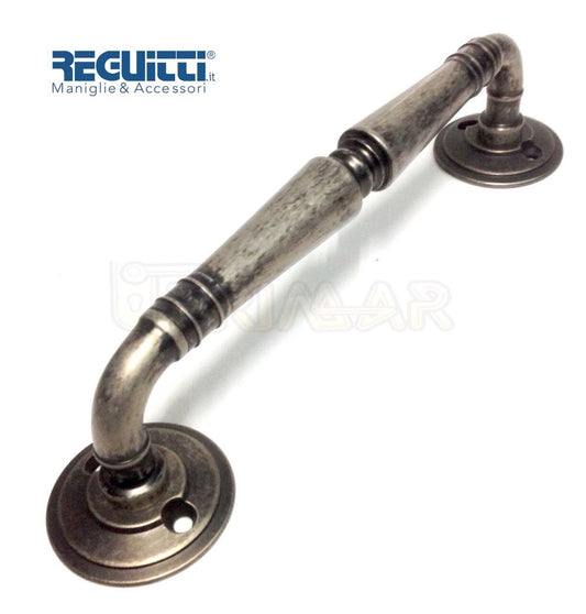 MANIGLIONE PER PORTA PORTONE ARGENTO VECCHIO serie GINEVRA REGUITTI INT. mm.203