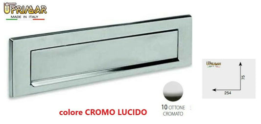 BUCA PER LETTERE CROMO mm.252x75 APERTURA ESTERNA BUCALETTERE A RIBALTA EST.